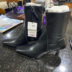 ZARA SQUARE TOE KITTEN HEEL ANKLE BOOTS 37, 6.5